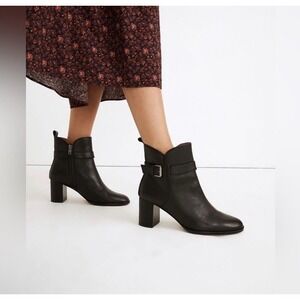 Madewell The Alaina Buckle Boot in Black Leather Size 7.5 NWOB‎